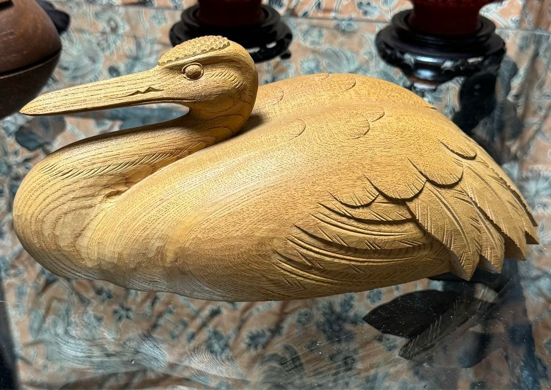 井波彫刻 林啓ニ郎 木彫鳥 工芸品 彫刻置物
