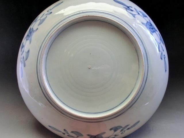 大皿■赤絵錦絵 窓松竹梅 花鳥紋(江戸後期～明治期)古伊万里 時代物 古い骨董■