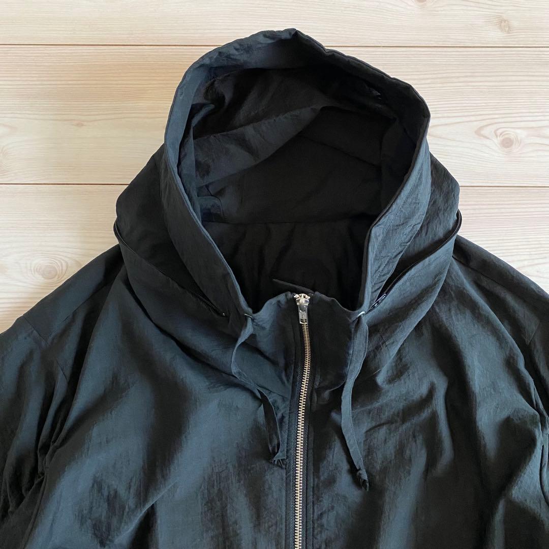 美品 定価88000円 2024AW 慈雨 ギャザーモッズコート 黒 ゆったり