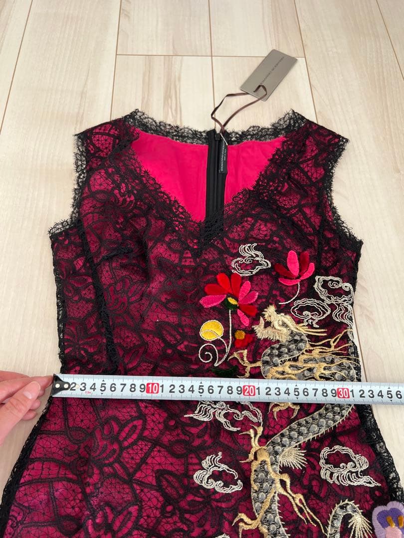 刺繍 レース ノースリーブドレス