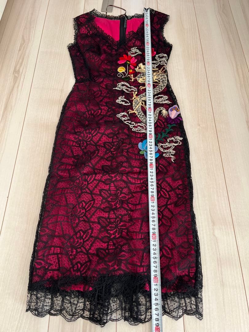 刺繍 レース ノースリーブドレス