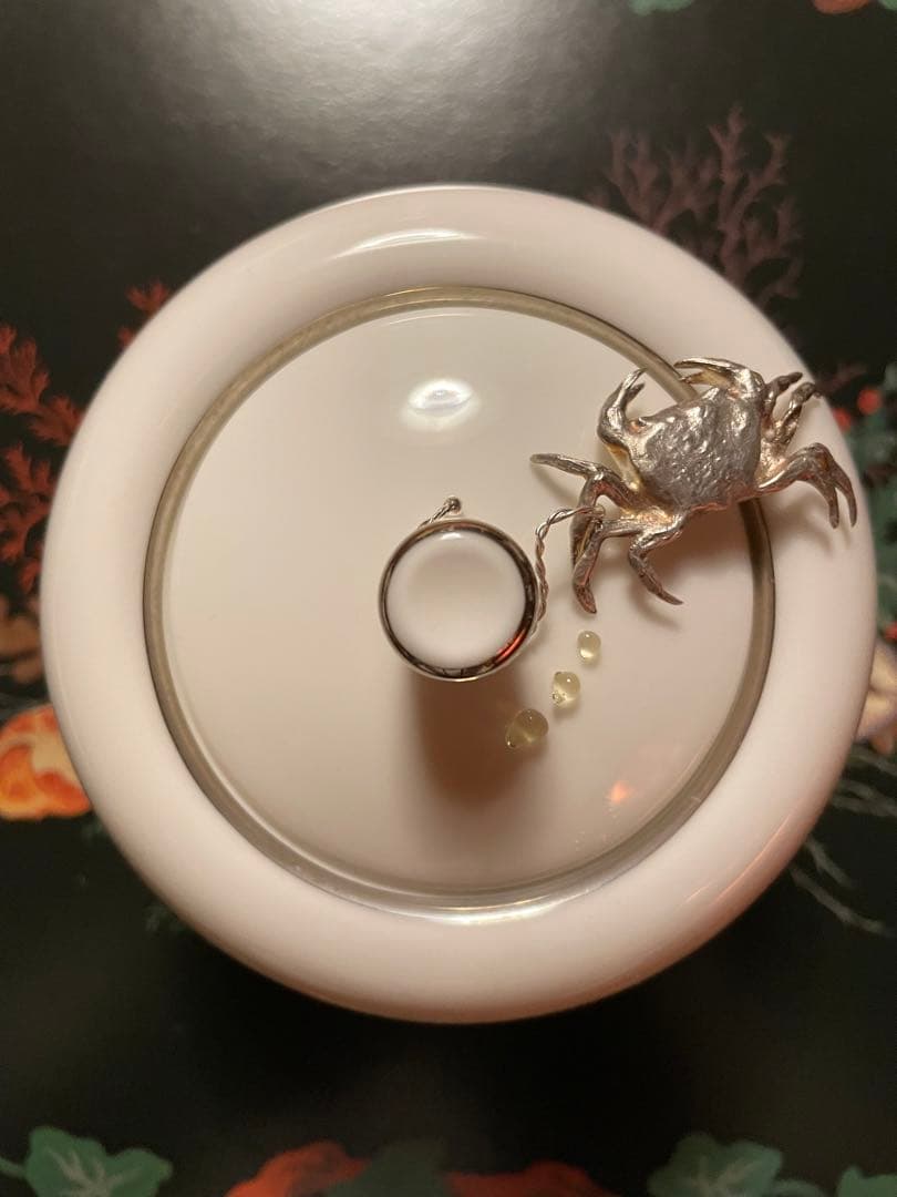 ティファニー ヴィンテージ　ケース　ポット　シルバー　グラス　蟹　銀　工芸品