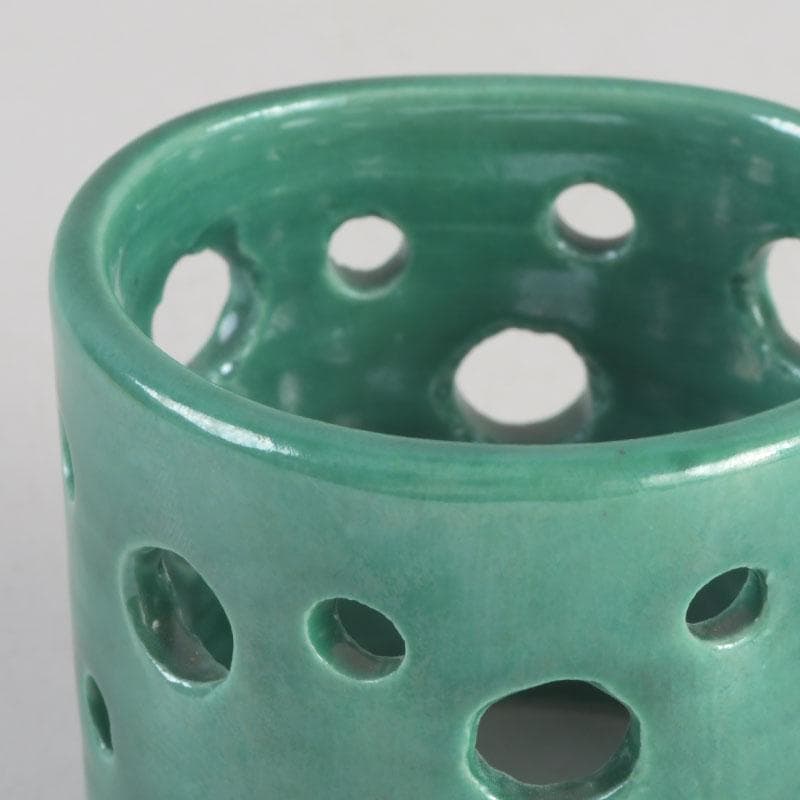 茶道具　古余呂技窯　川瀬竹春作　緑釉　水玉文　蓋置　共布共箱　V　9235