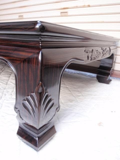 新品！半額以下！！黒檀 無垢 5尺(150巾)座敷机 太脚 座卓 検/花梨 欅