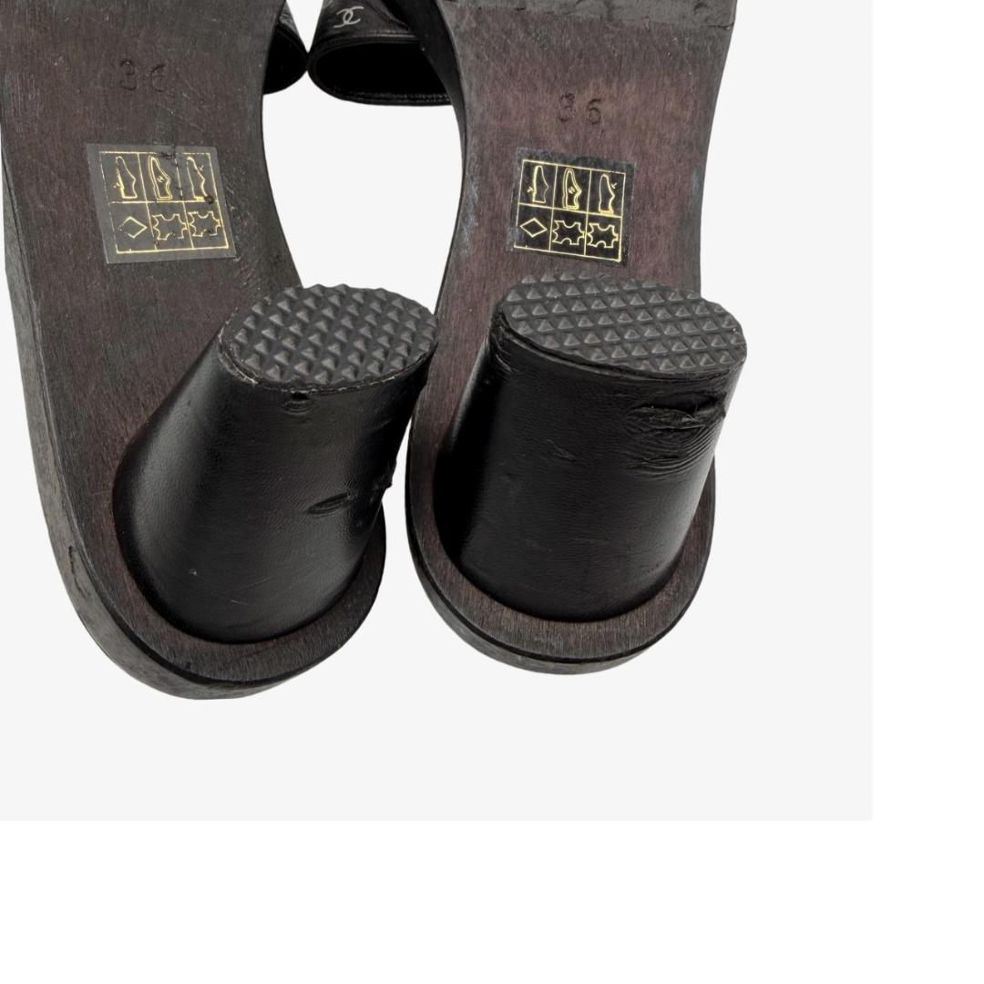 希少✤CHANEL／シャネル ウッド サンダル　23㎝ ココマーク 0201