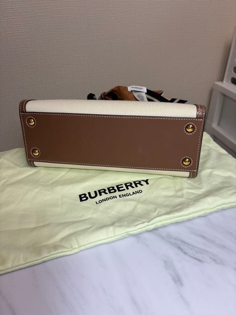 BURBERRYハンドバッグ キャンバス×レザー チェック スカーフ付き 美品