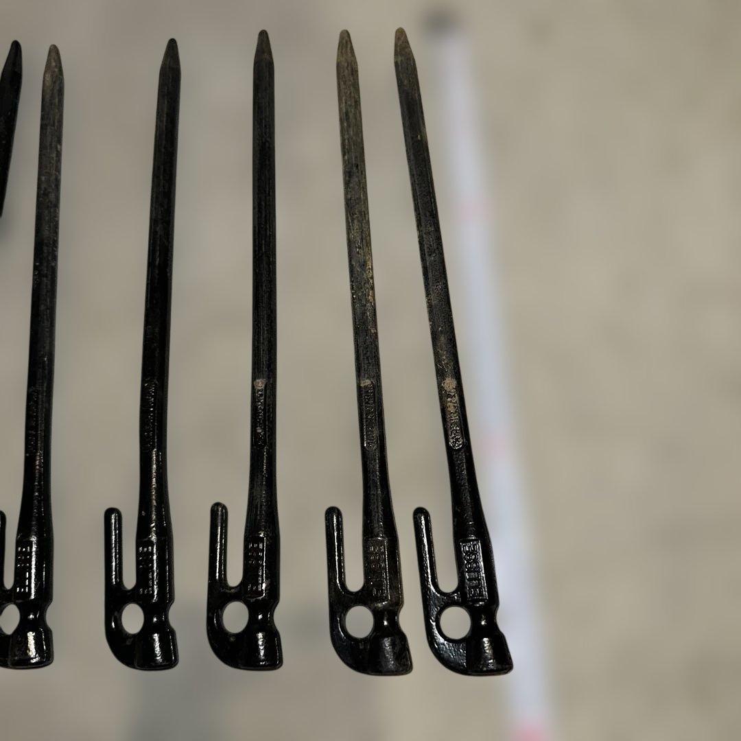 黒い金属製ペグ 8本セット フック付き 28cm