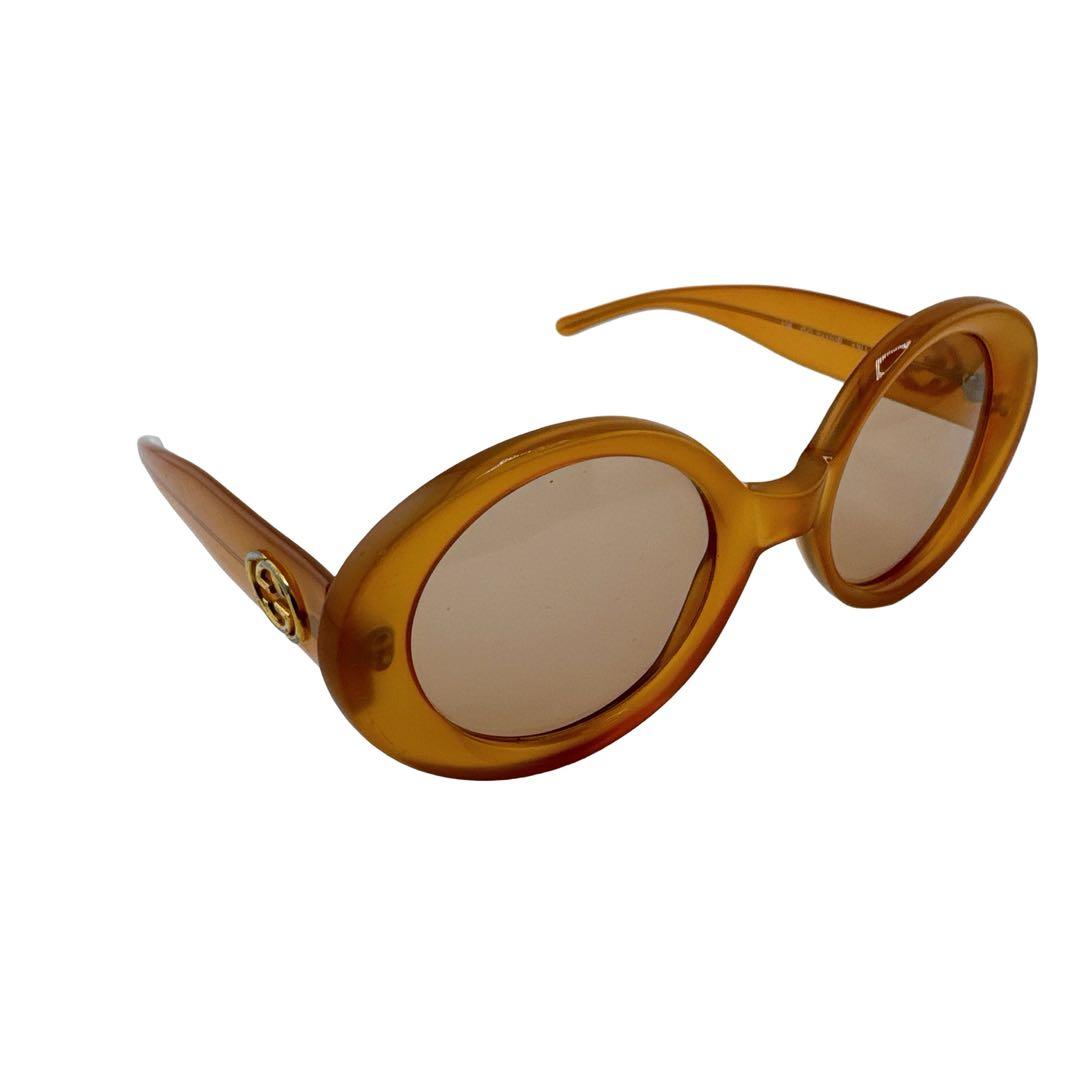 グッチ 度なし サングラス サイドロゴ GGロゴ オレンジ ゴールド レディース