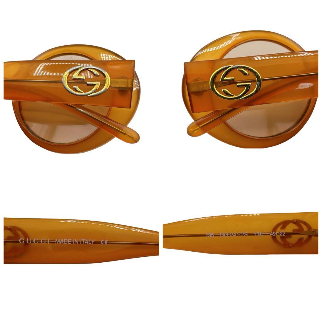 グッチ 度なし サングラス サイドロゴ GGロゴ オレンジ ゴールド レディース