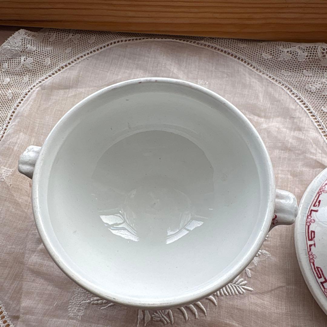 フランス アンティーク サルグミンヌ　ディネット陶器スーピエール、お皿2点セット