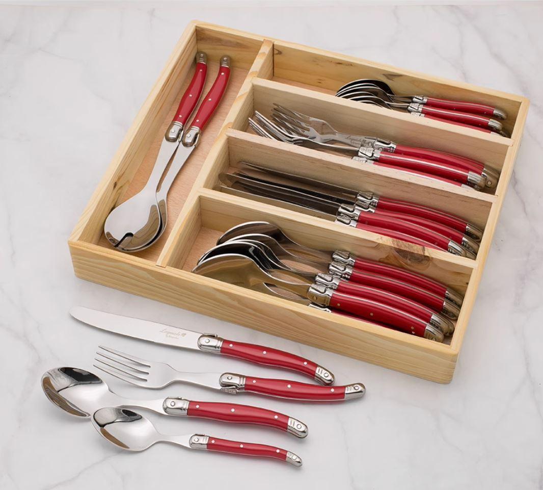 【数量限定】LAGUIOLE ラギオール カトラリー 34本セット レッド 赤