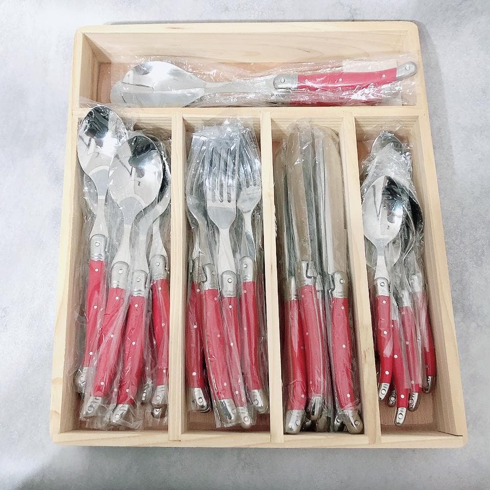 【数量限定】LAGUIOLE ラギオール カトラリー 34本セット レッド 赤