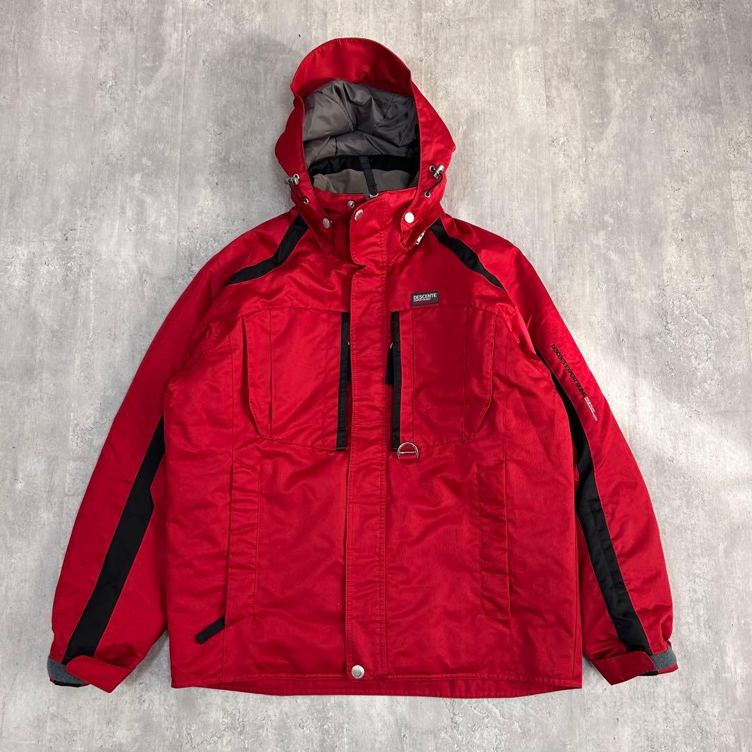 A920 美品 DESCENTE スキーウェア 上下セット メンズ M 赤×黒