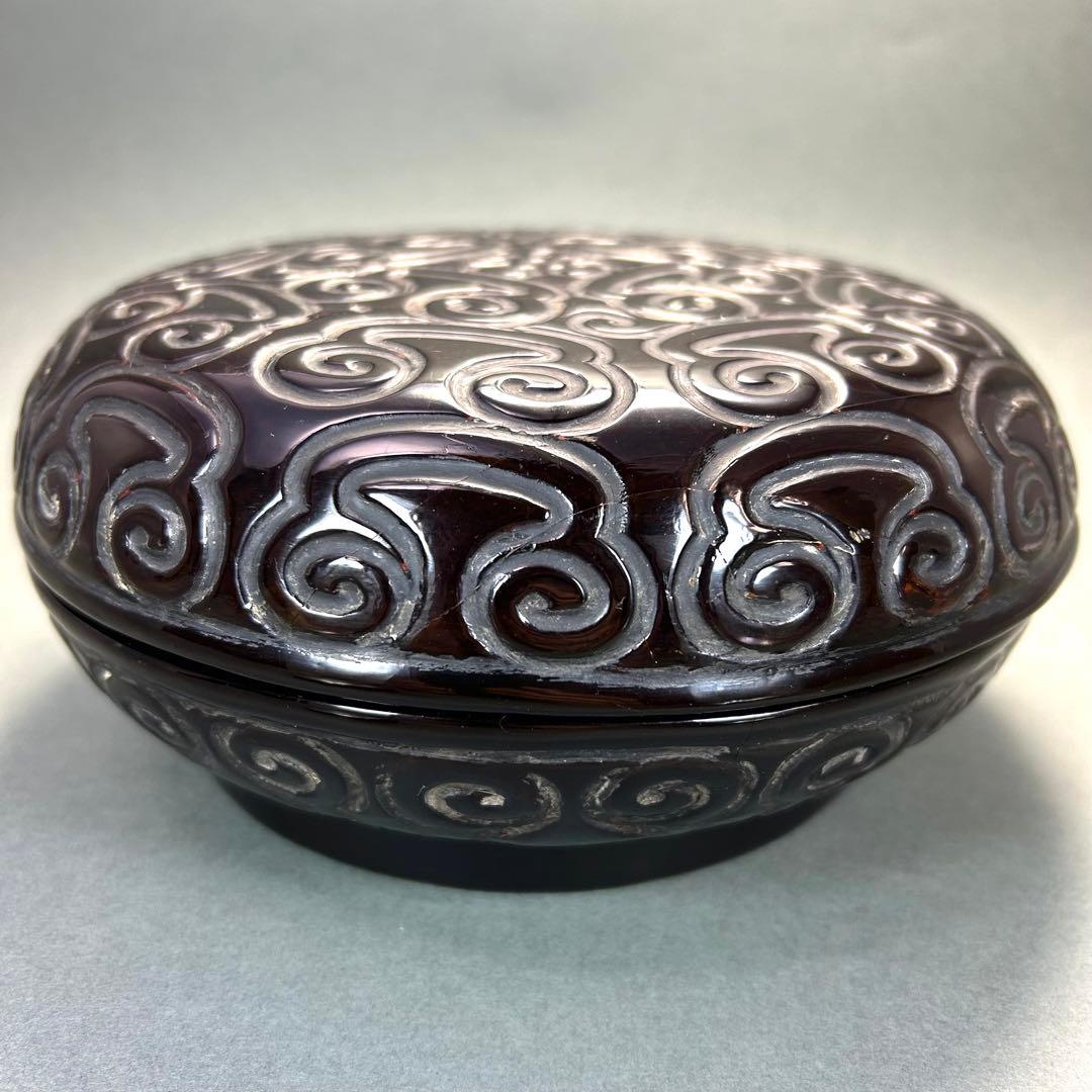 食籠　『唐物　倶利彫　隨竹庵箱書』　随竹庵　堆黒　識箱　中国美術