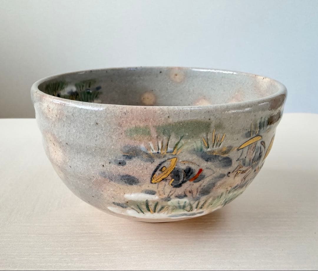 乾山　草苅図　茶碗　寺尾陶象作　京焼