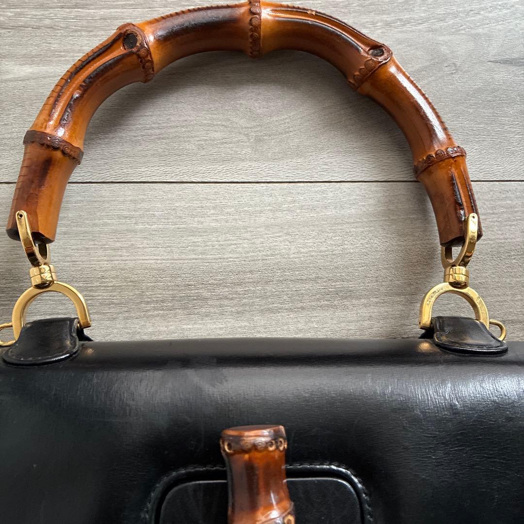 GUCCIバンブーハンドル レザー ハンドバッグ