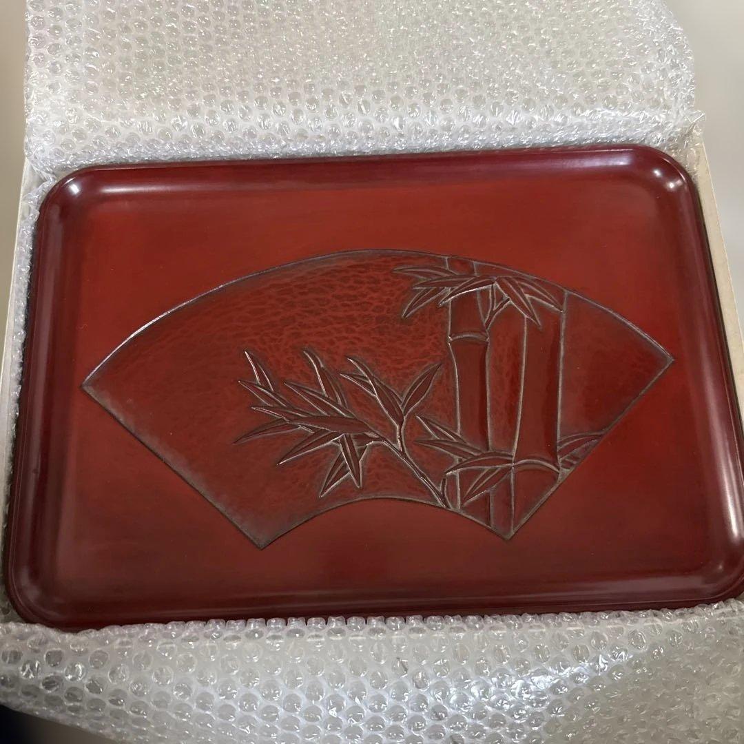 鎌倉彫 赤色盆 ５枚セット