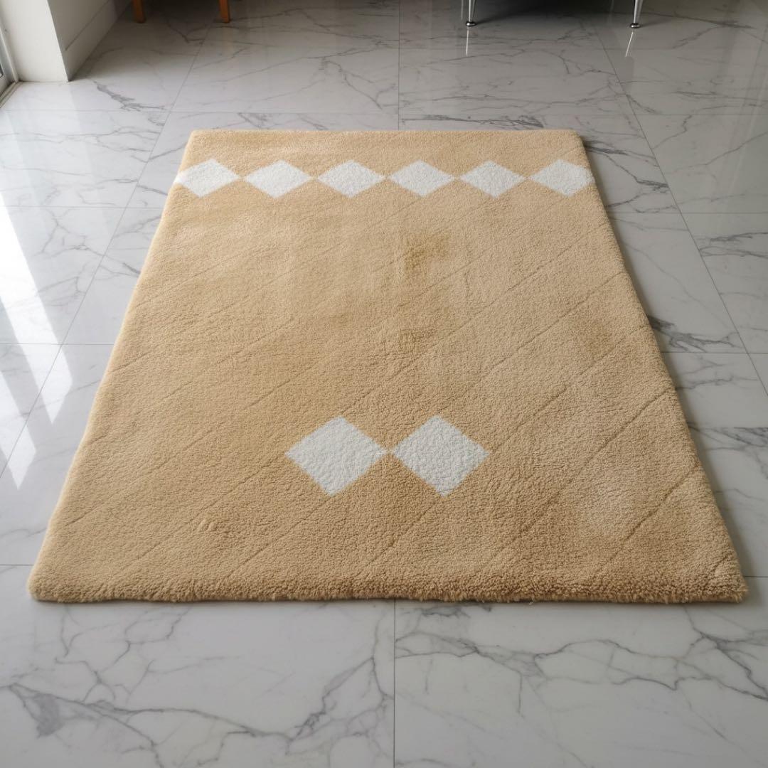 A2F84■ニチロ毛皮 ファー ラグマット ムートン 防ダニ加工