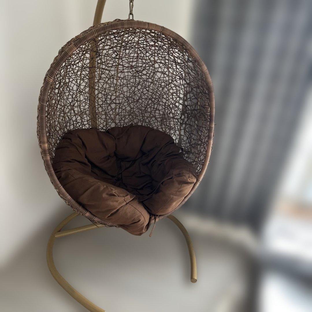 高知　ハンギングチェア ブラウン クッション付き