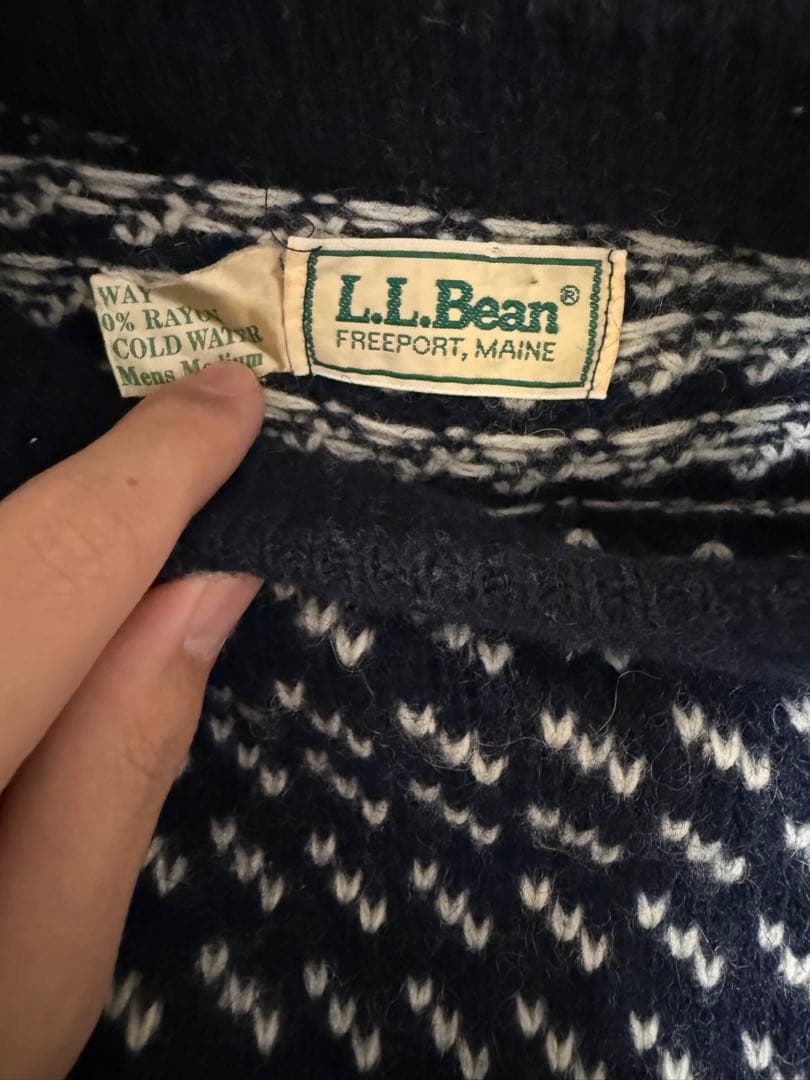 L.L.Bean ネイビー バーズアイニット　セーター