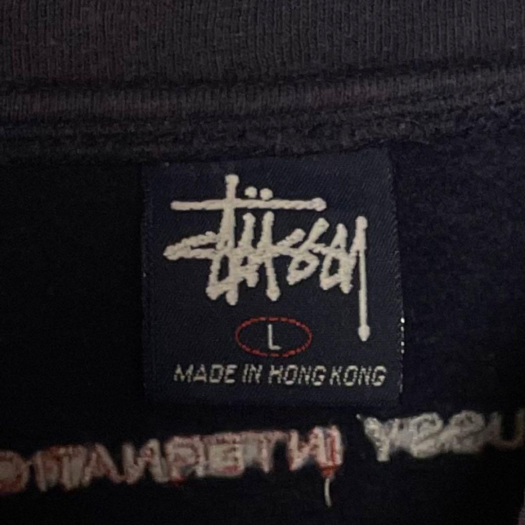 868【人気Lサイズ】ステューシー♤刺繍ロゴ90s 紺タグ　フルジップスウェット