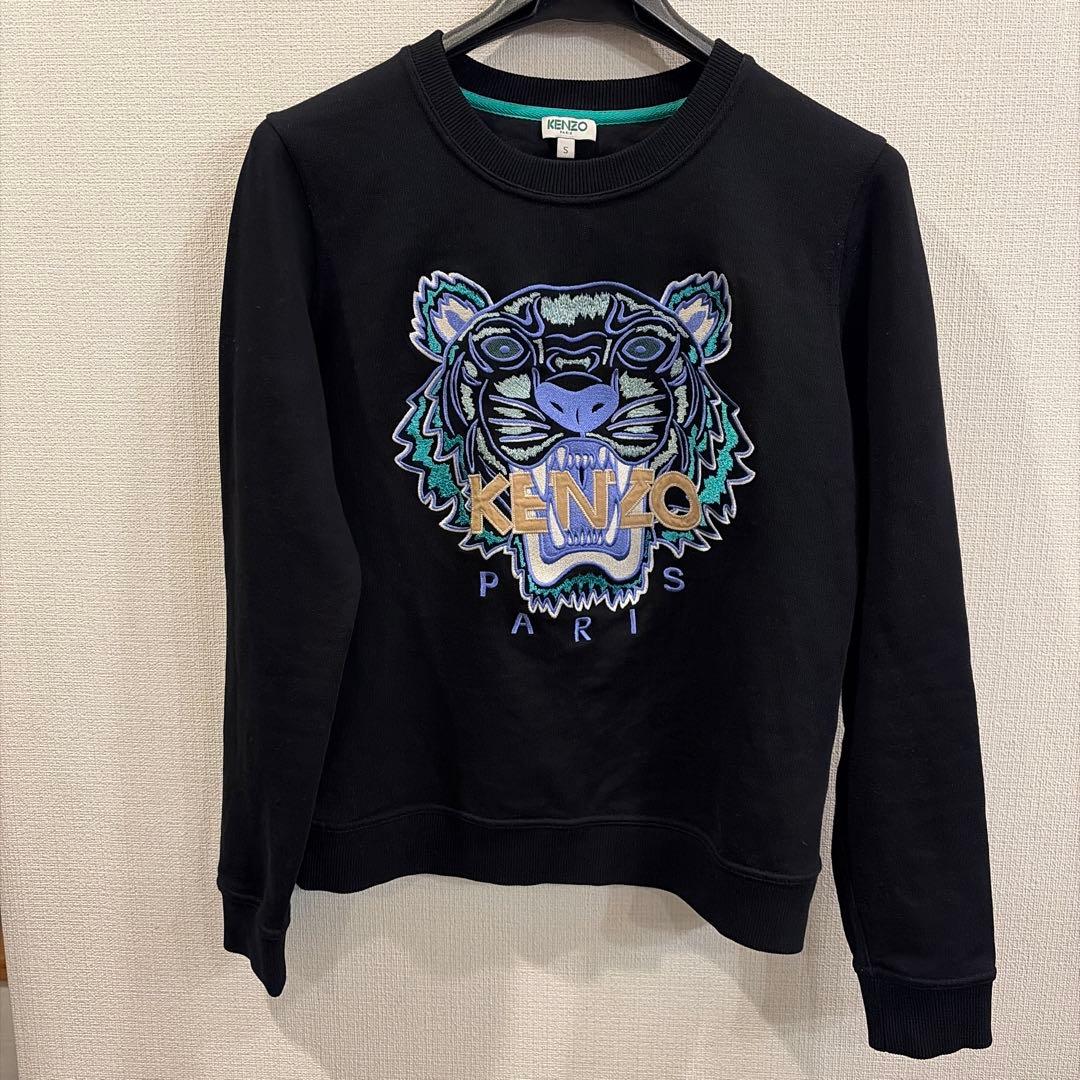 KENZO トラ刺繍 ブラックスウェットS