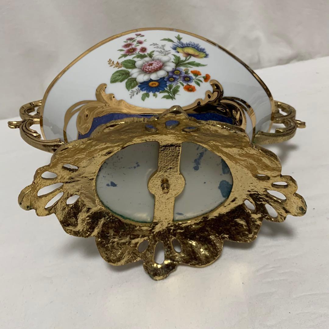 ブロンポール（Bronpor）装飾用ポーセリンバスケット 金メッキフレーム付き