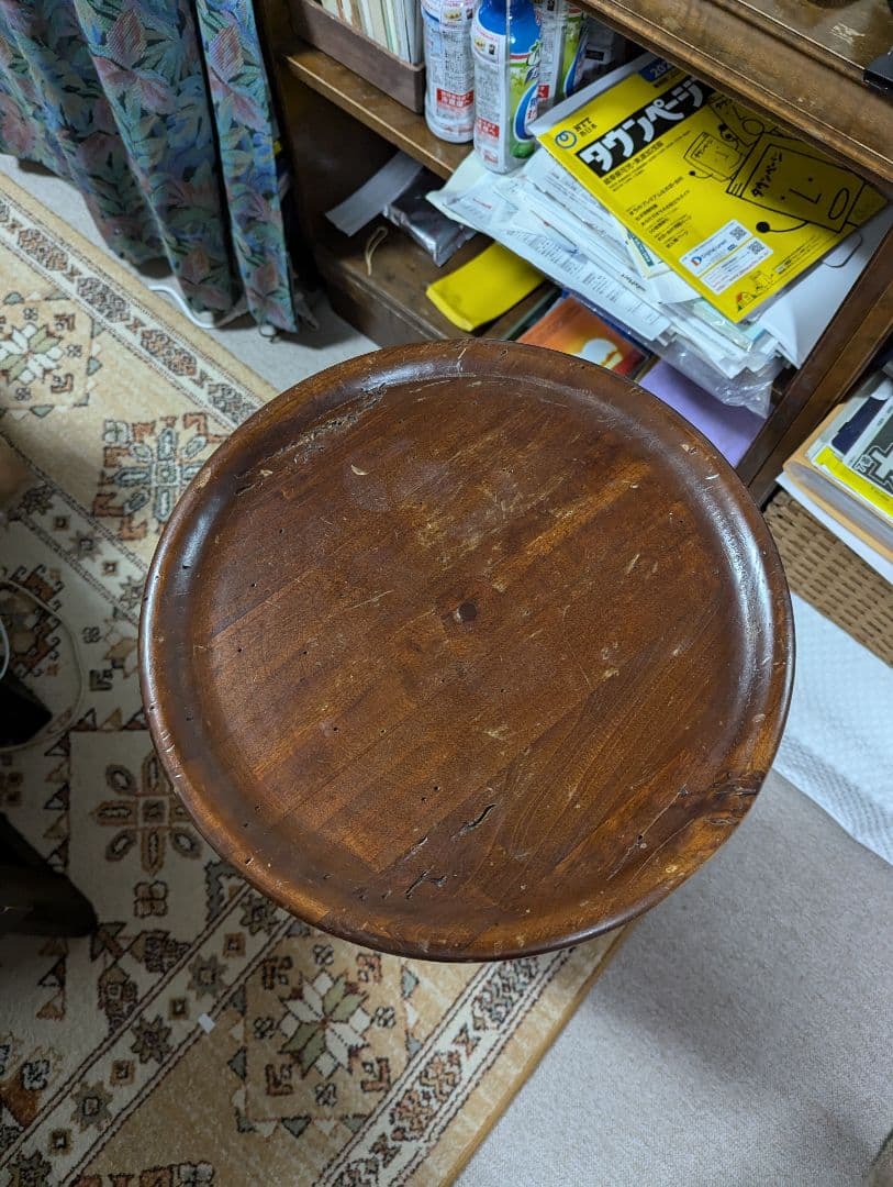 木製円形キャビネット ダークブラウン