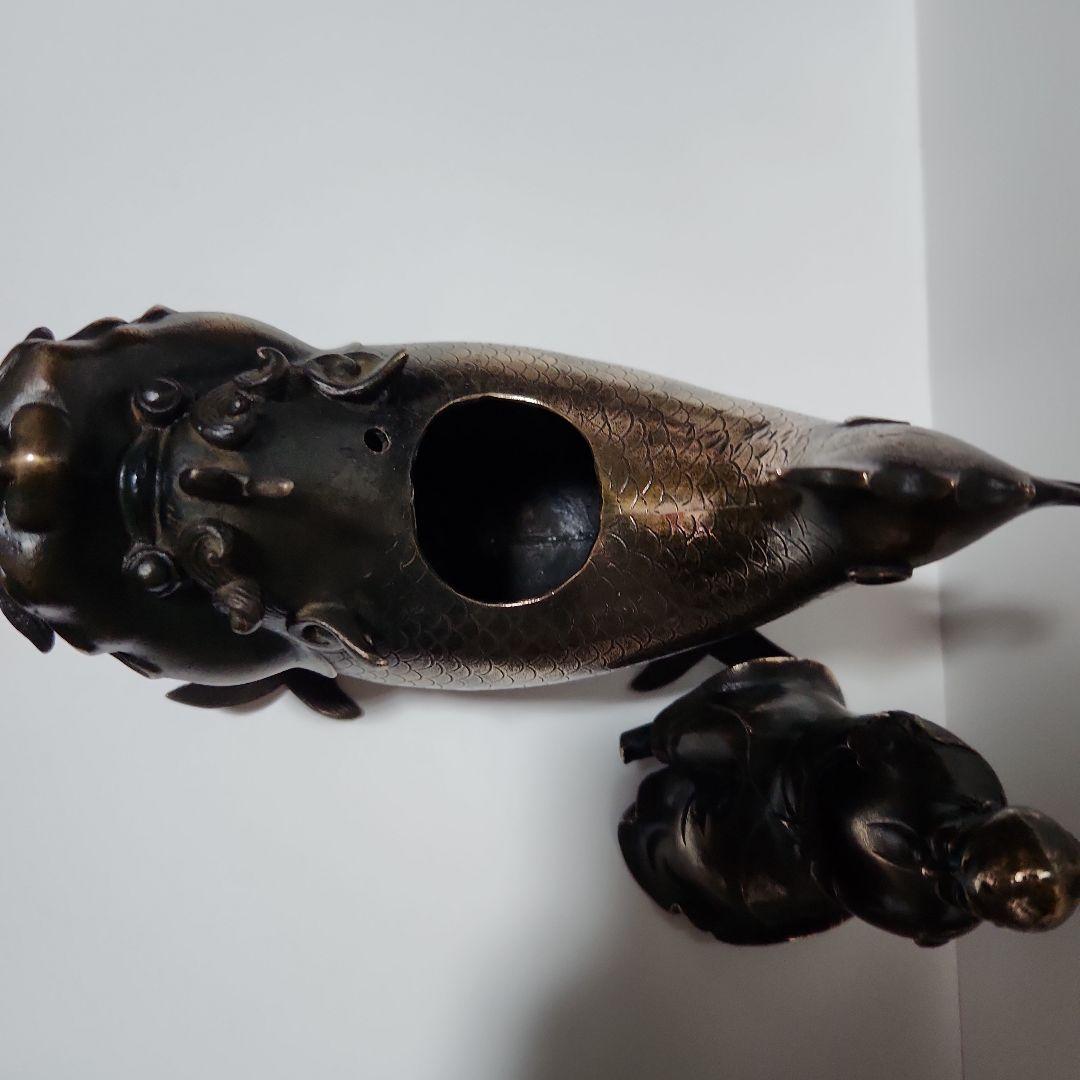 亀文堂　鯉仙人　金属製香炉