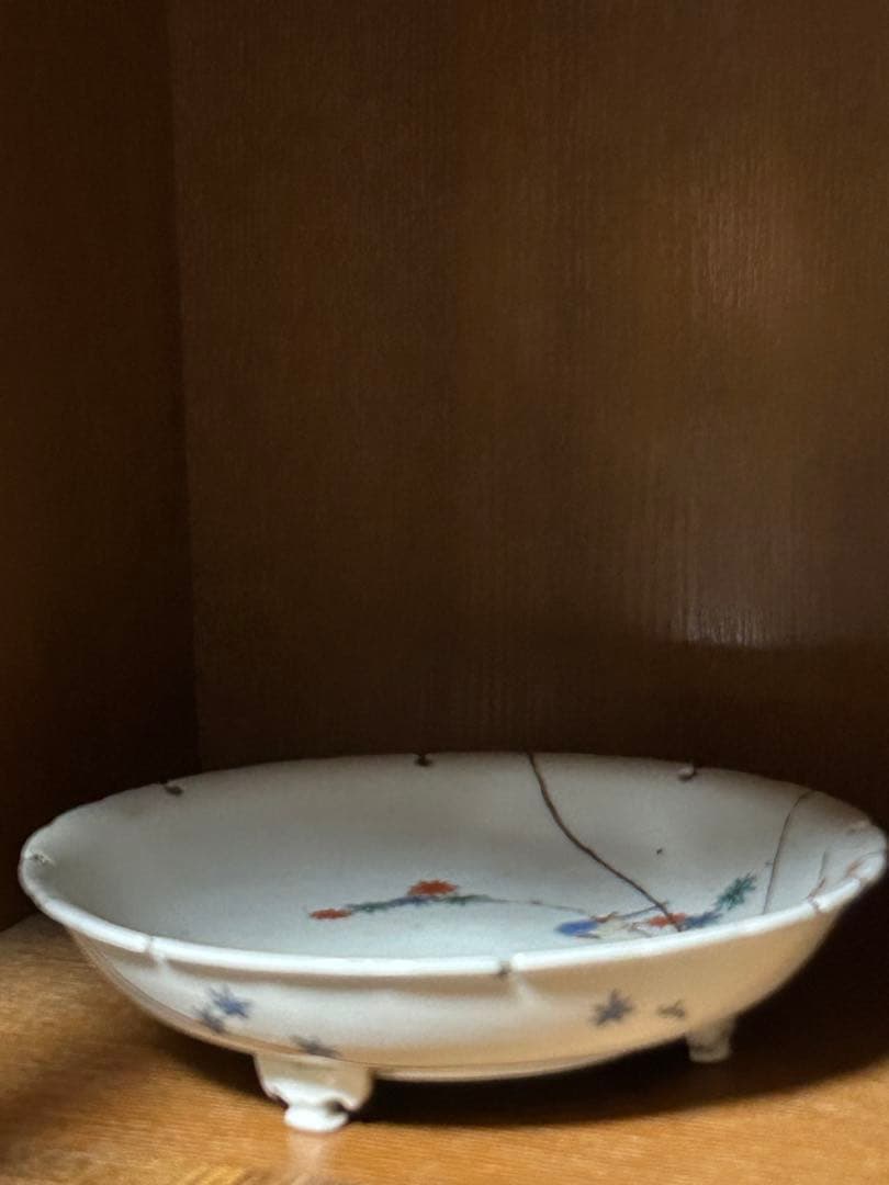 古伊万里　柿右衛門様式　皿　金継ぎあり