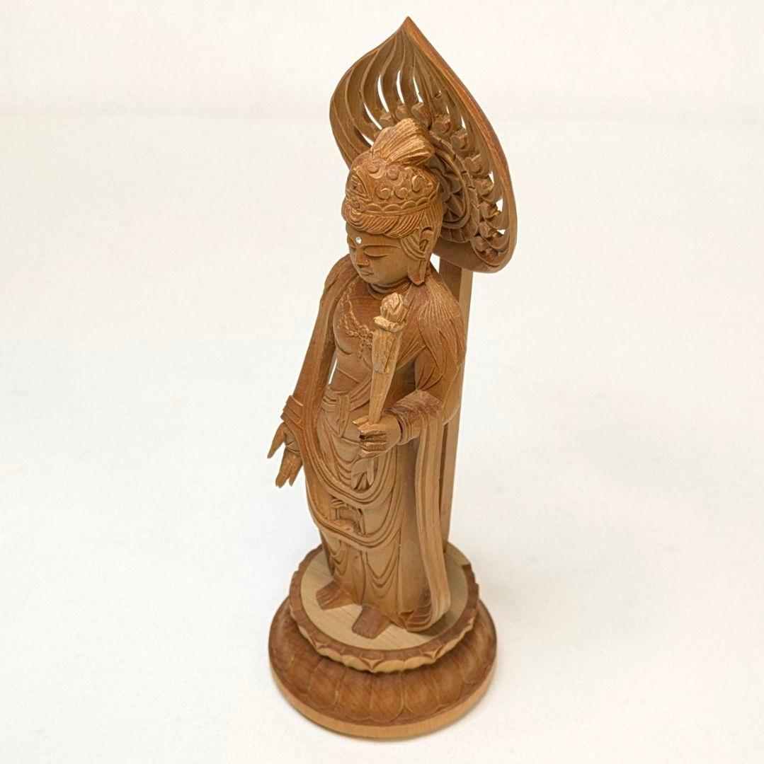 【フォロー割・新品】 聖観音菩薩　檜　総高さ約20.5㎝ 　聖観音　桧　観音