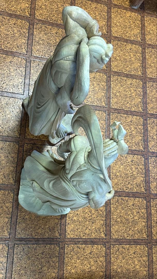 木彫　風神雷神