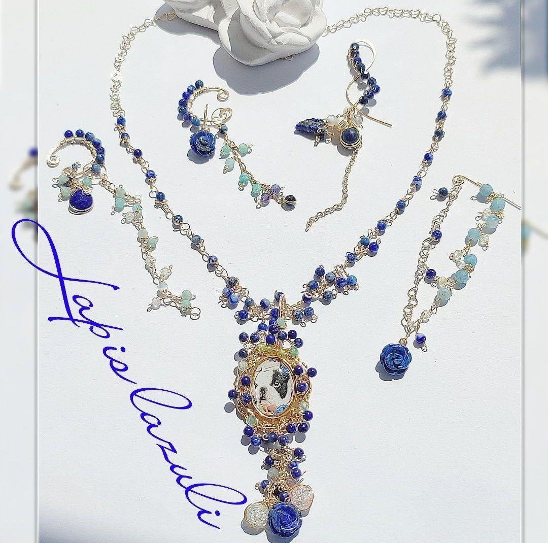 14kgf 　うちの子 【ラピスラズリ 写真 ネームオーダー　ネックレス】贈り物