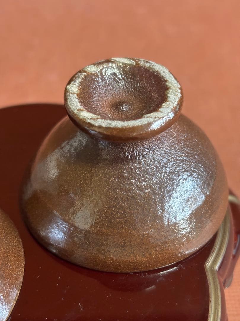 やまちゃん河井寛次郎作柿緑白釉鶴首瓶鉄釉高台盃台二客検森の初春に捧ぐ