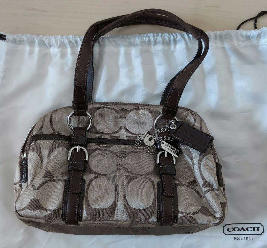COACH ベージュ ブラウン バッグ