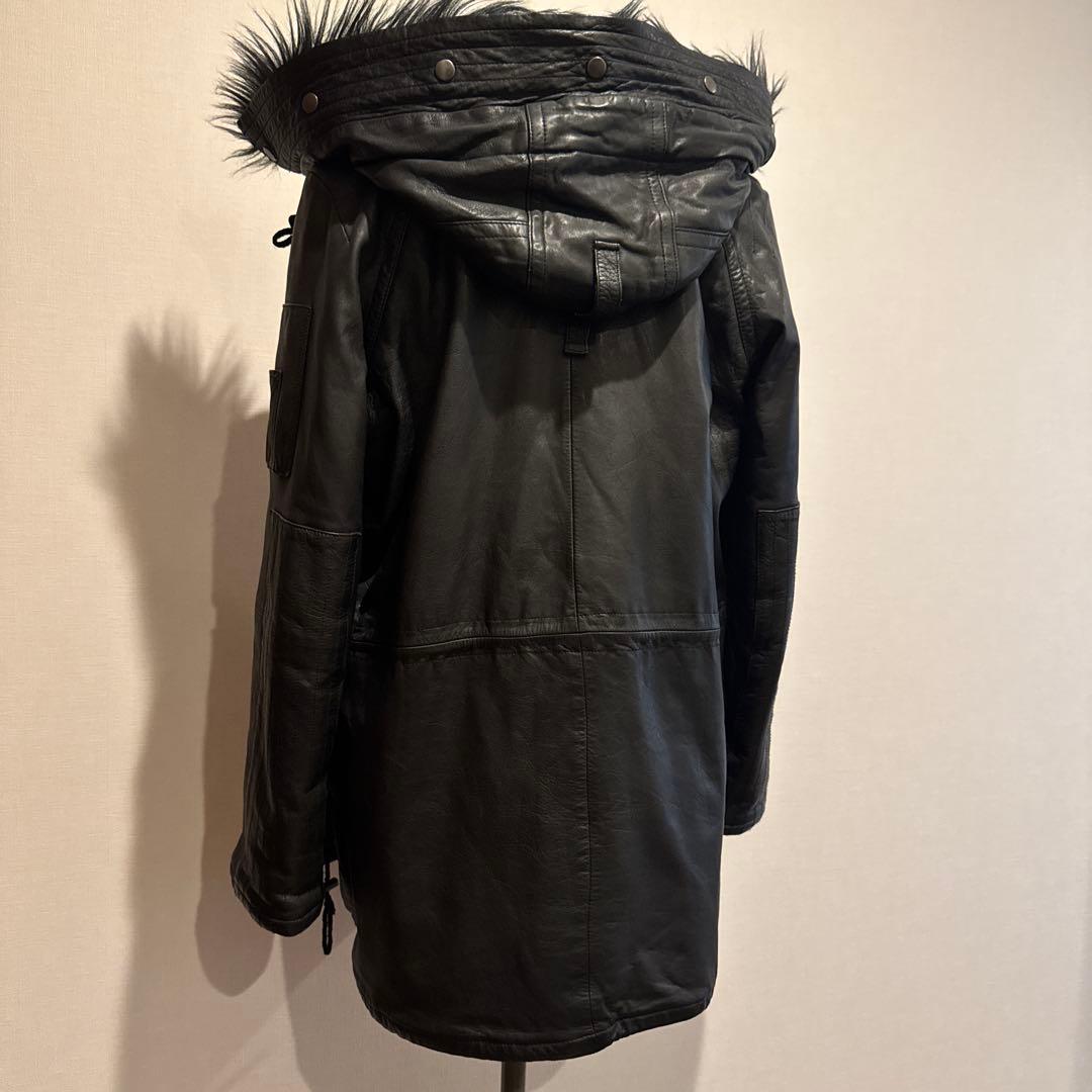 Luisルイスのレザー ファー付き レザーモッズコートbacklash愛好家に