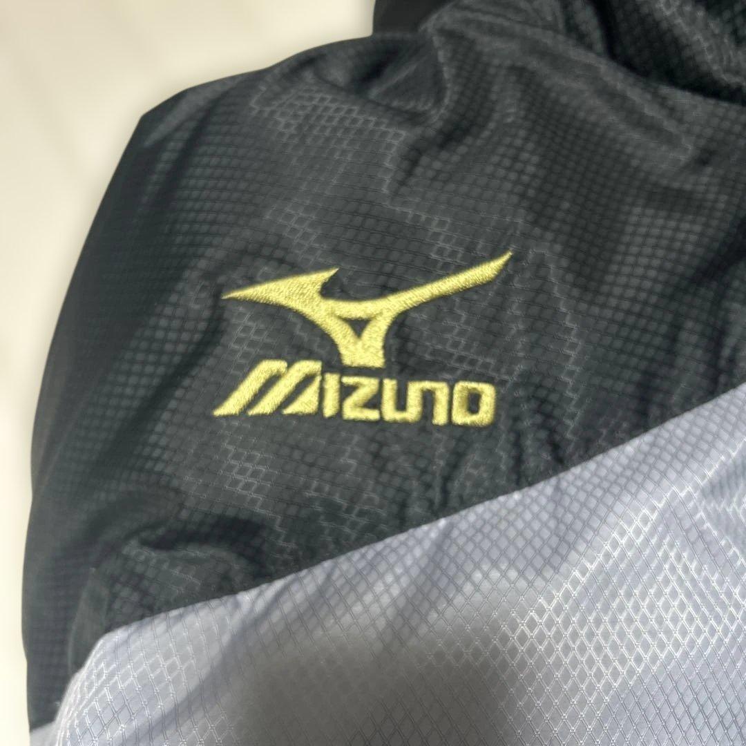 美品　Mizuno フード付き ダウン　ベンチコート ブラック/グレー