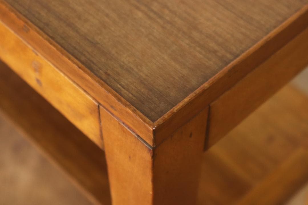 レトロ 花台 飾り台 展示台 テーブル 机 ラワン材 メラミン天板 ナチュラル