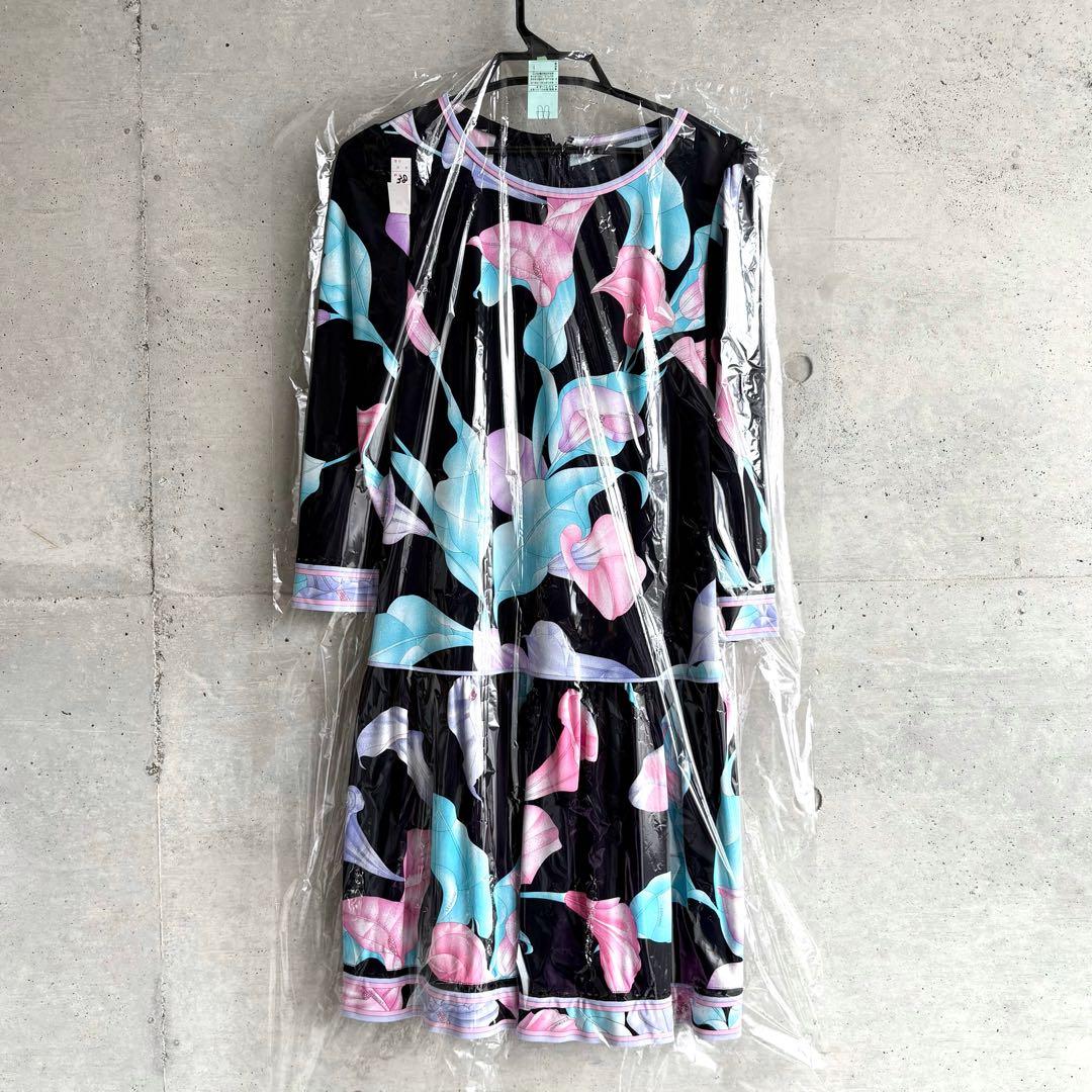 美品 LEONARD カンカン素材 ワンピース 38 花柄