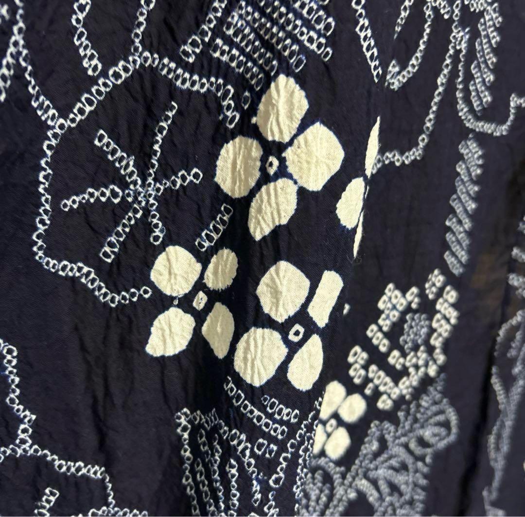 有松鳴海絞りフルセット4点　美品最高級浴衣+夏帯+夏帯締め+夏帯揚げ　ゆったり