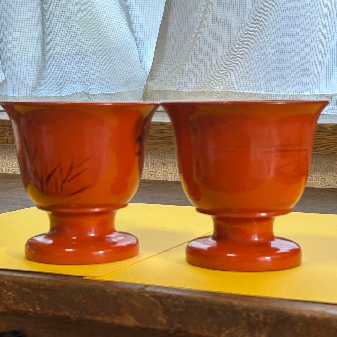 明治期 盃洗 蛙と水鳥図柄 2個セット