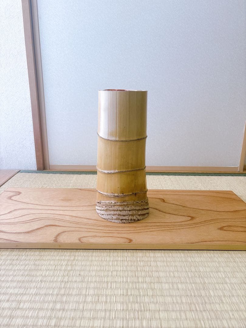 76 美品！根付　寸胴　華道具　一重切　竹製　水仙