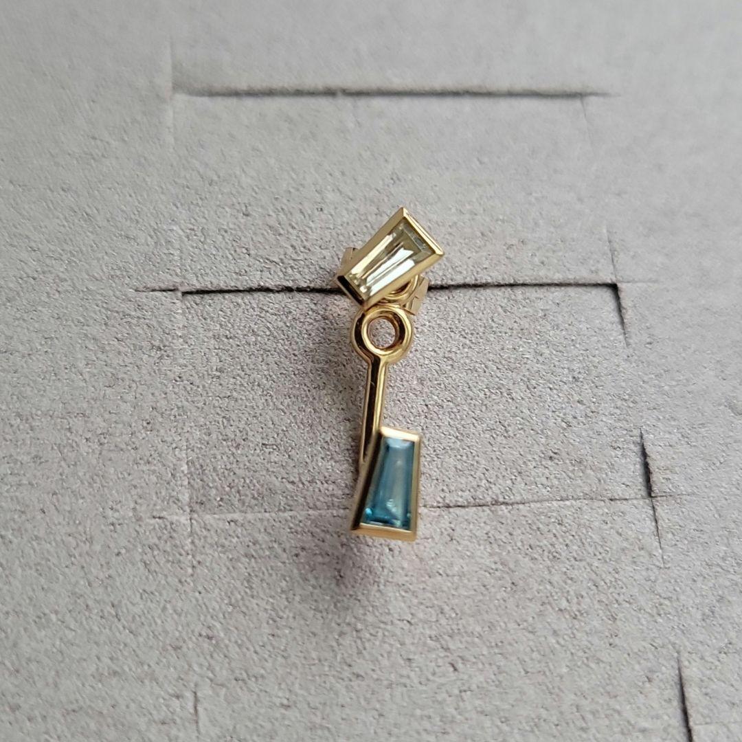 ete　片耳ピアス　ゴールド　SV925　K18ポスト　キャッチ　キュービック