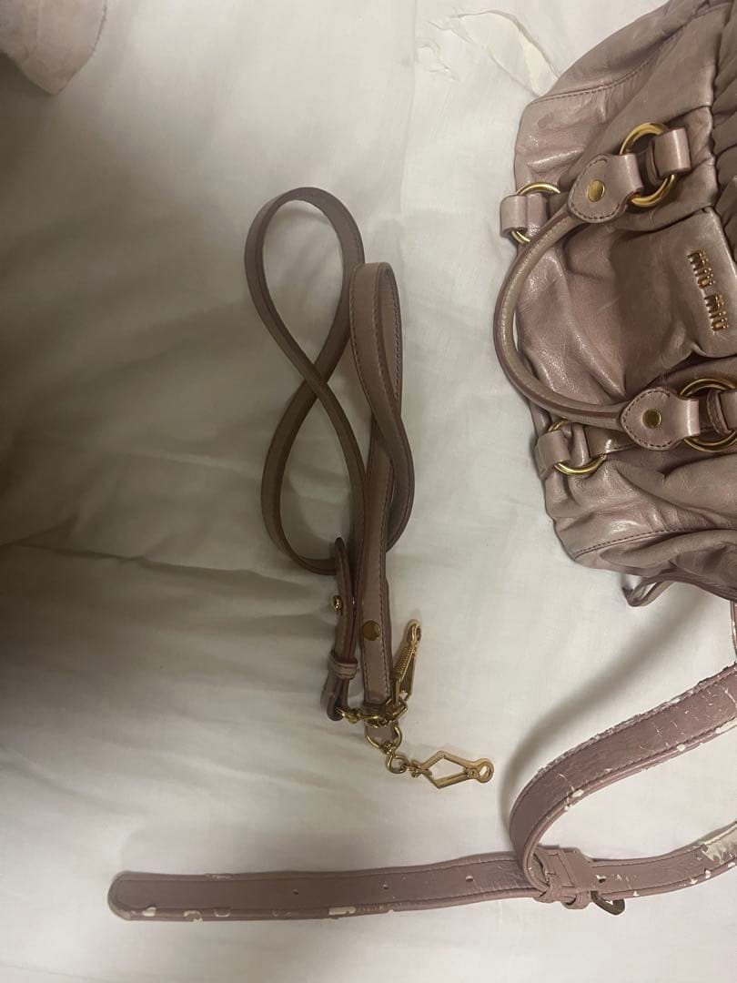 ピンク ギャザー付きハンドバッグ miumiu