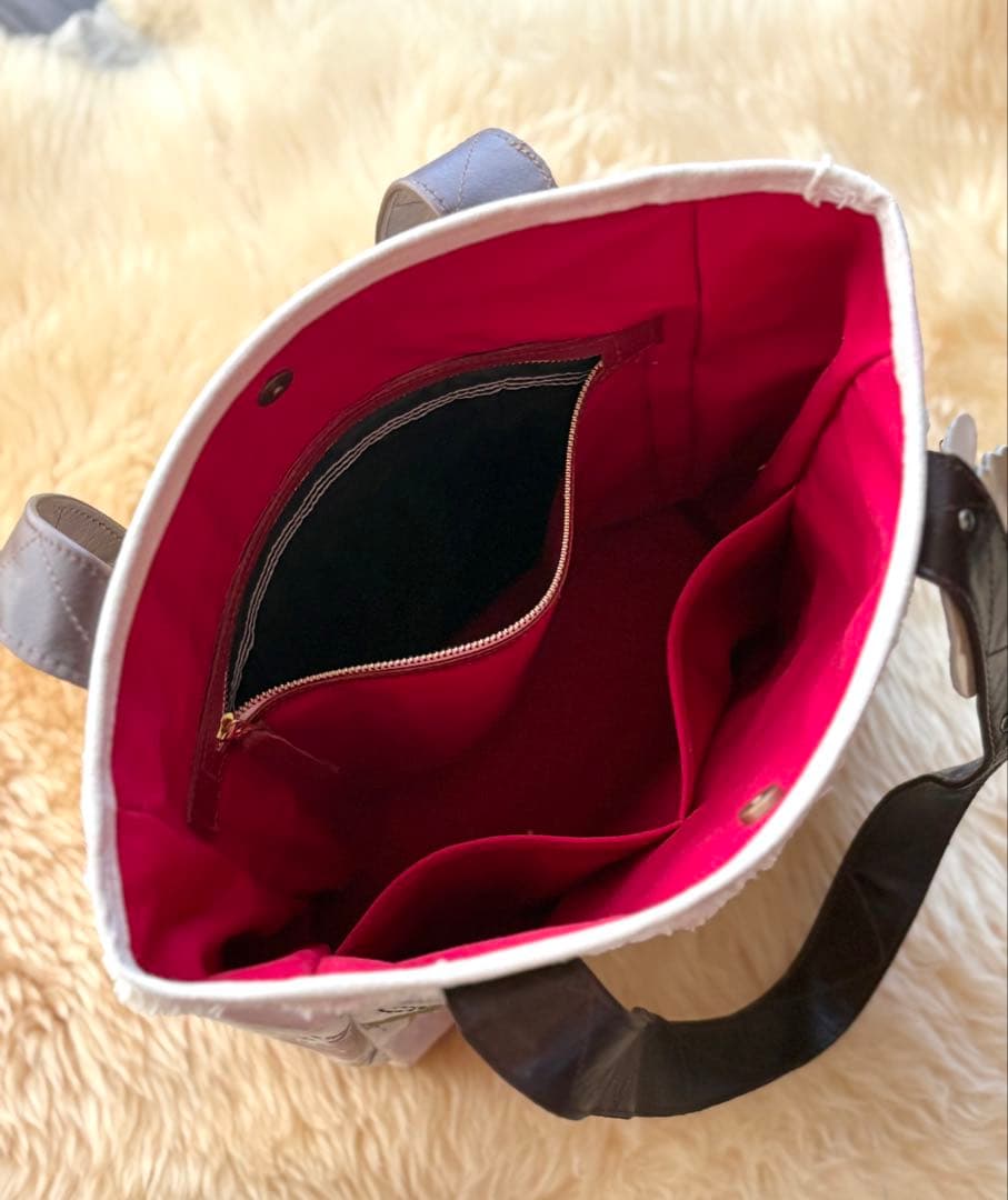 (手づくり)\"エンジェル茶トラ\"ねこのトートバッグ刺繍切り絵帆布ネコ