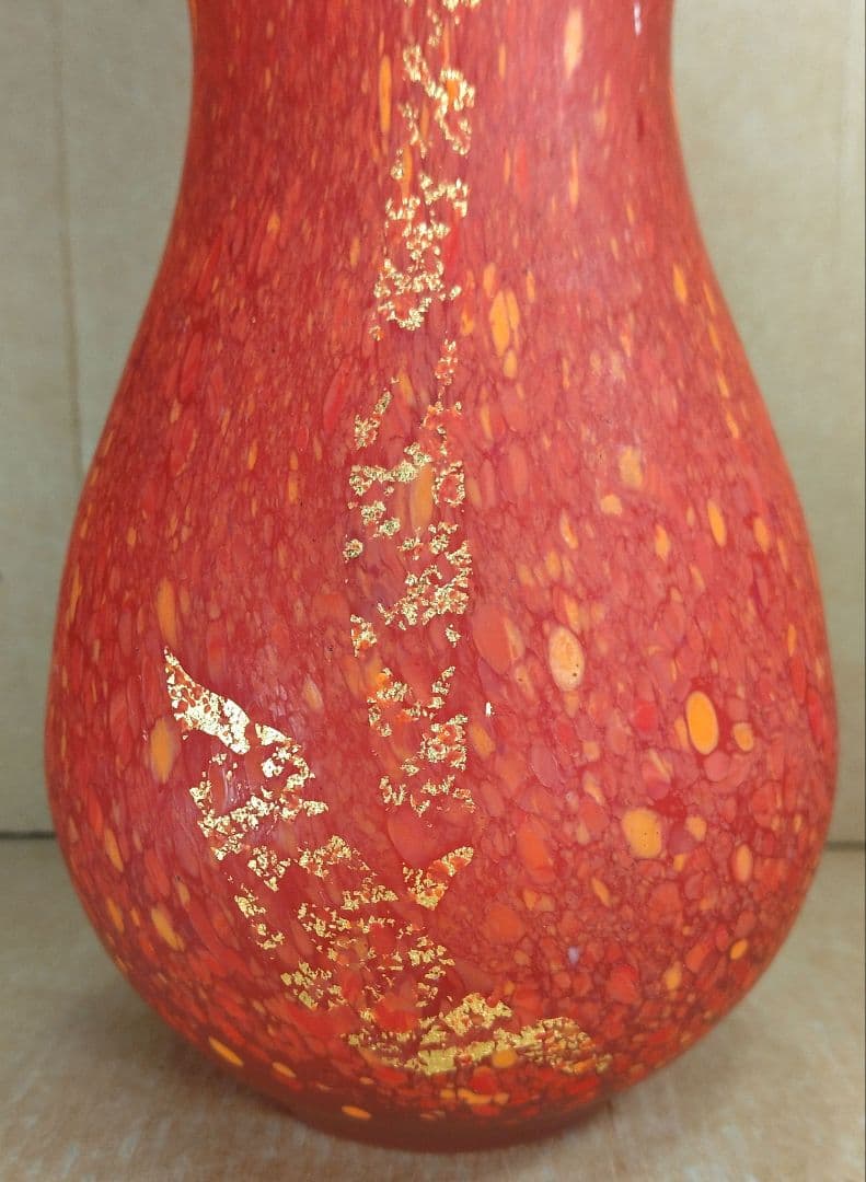 【本物保証】藤田喬平 手吹 金彩花瓶 共箱 美品 高さ23㎝ 個展出品作