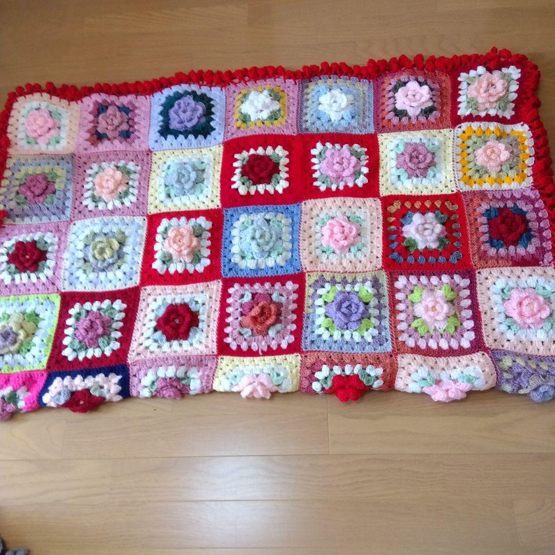 ブランケット ベットカバーカラフルなお花のグラニースクエア