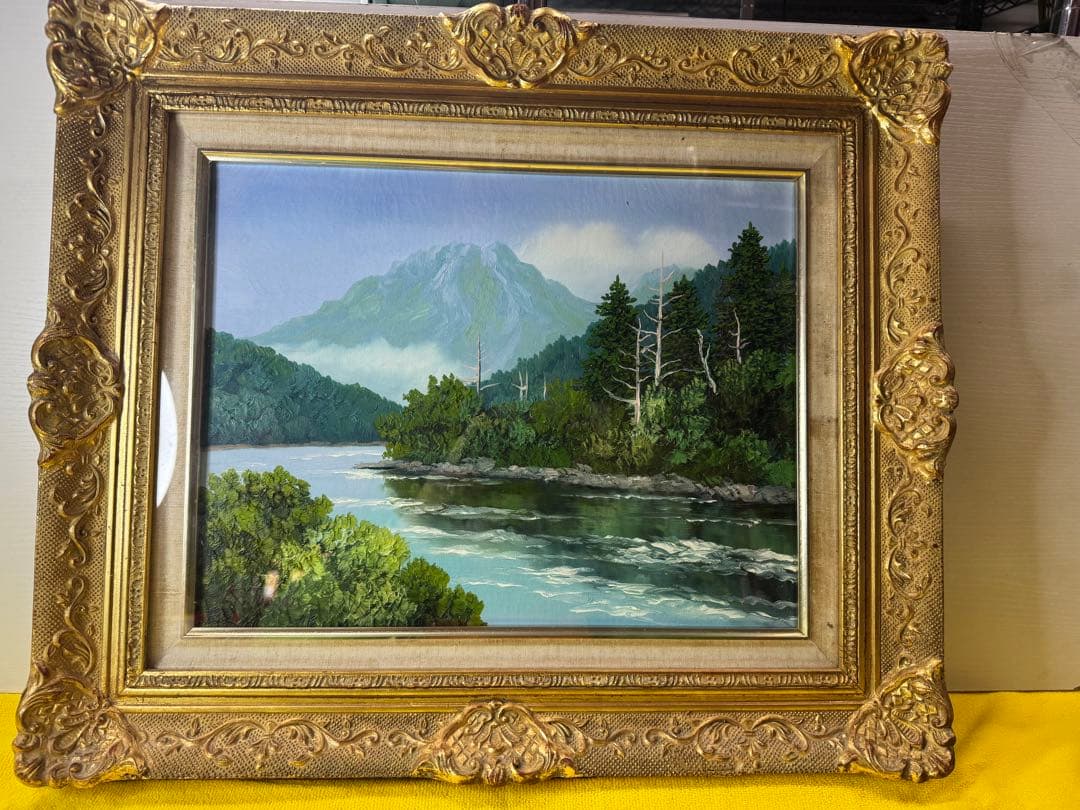 真作保証■油彩■塚田國次■焼岳■実力作家・壮大風景■額付絵画