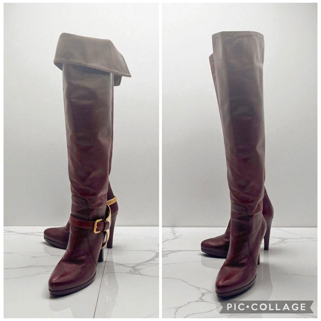 PRADA プラダ 4wayロングブーツ ブラウンレザー ベルトチャーム 21