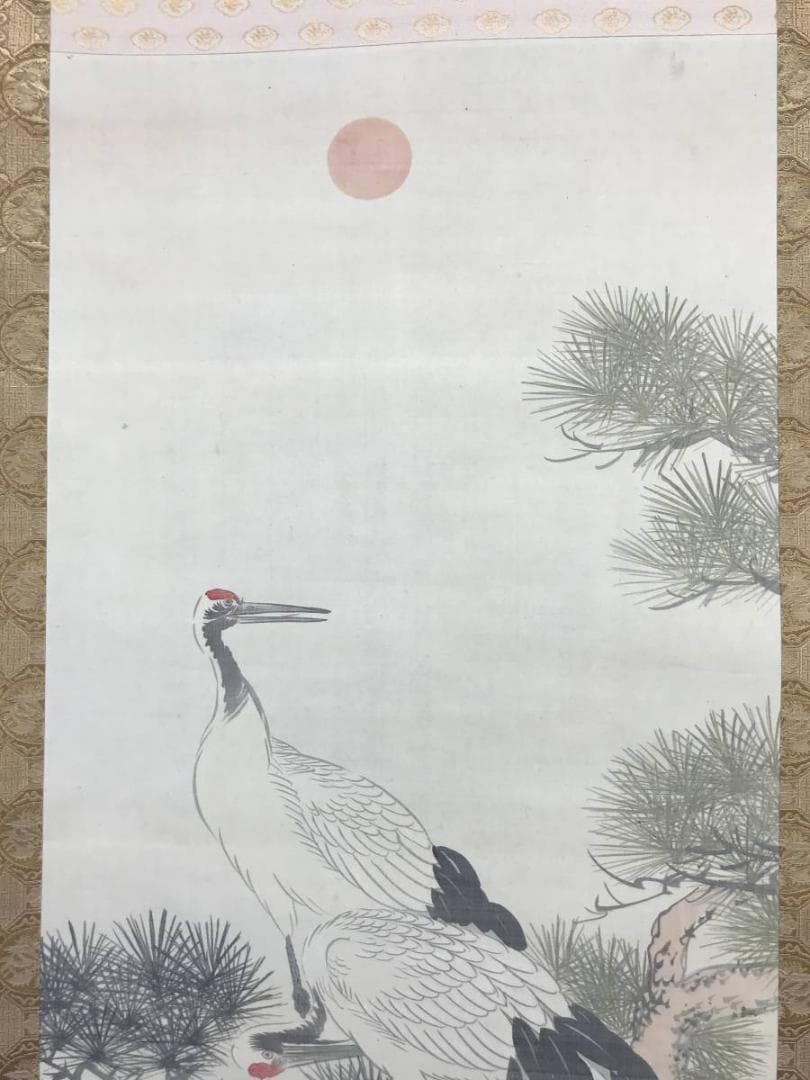 【真作】柴田義董/松上双鶴図/鶴図/松鶴図/掛軸/名家伝来/AC-76